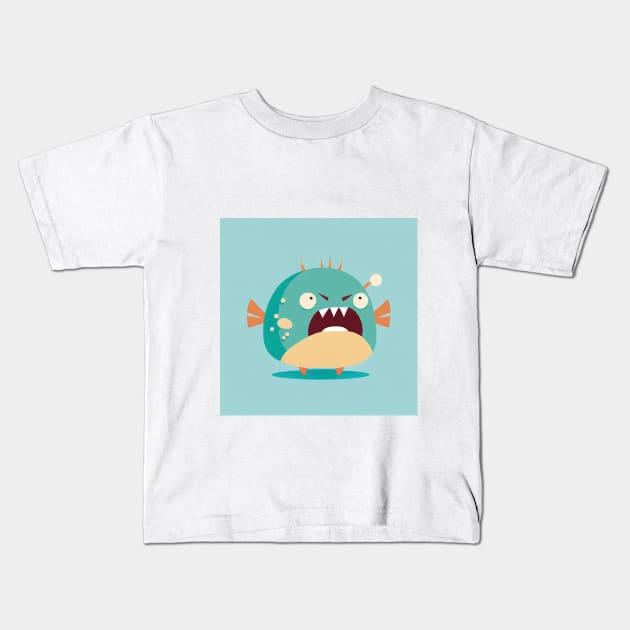 Angry Anglerfish Kids T-Shirt by plipplopshop